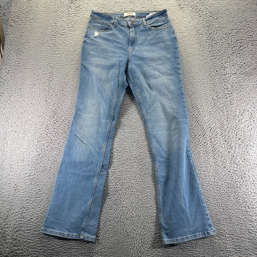 Wrangler Jeans Womens 6 Blue Denim Bootcut Leg Faded High Rise Workwear Stretch
